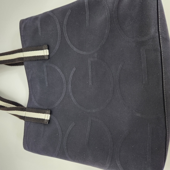 Gucci Black Tote with Canvas Handles and Tonal Pattern - Picture 4 of 11